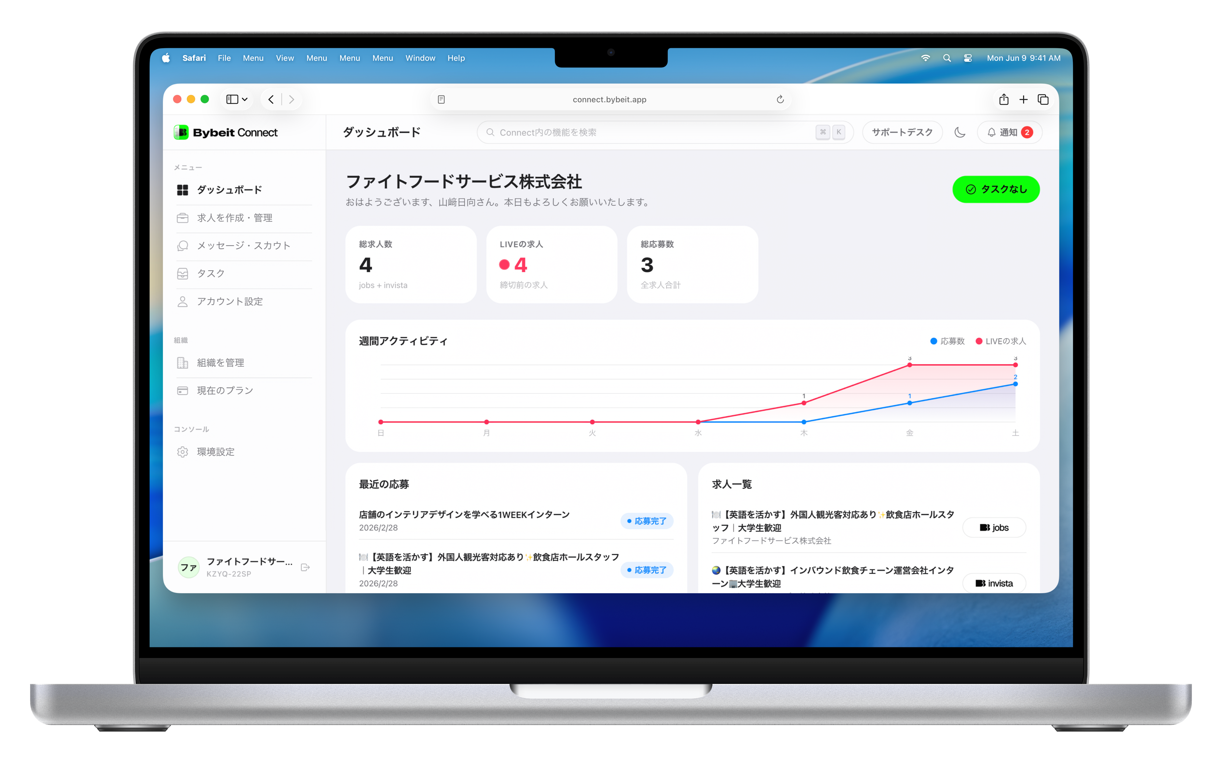 Bybeit Connect ダッシュボード